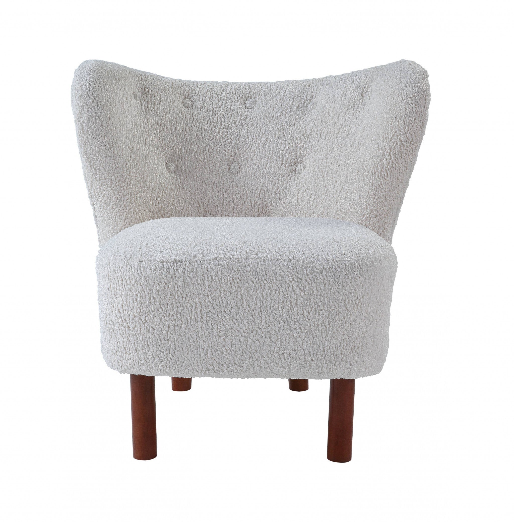 31" White Sherpa And Brown Polka Dots Wingback Chair - Minihomy