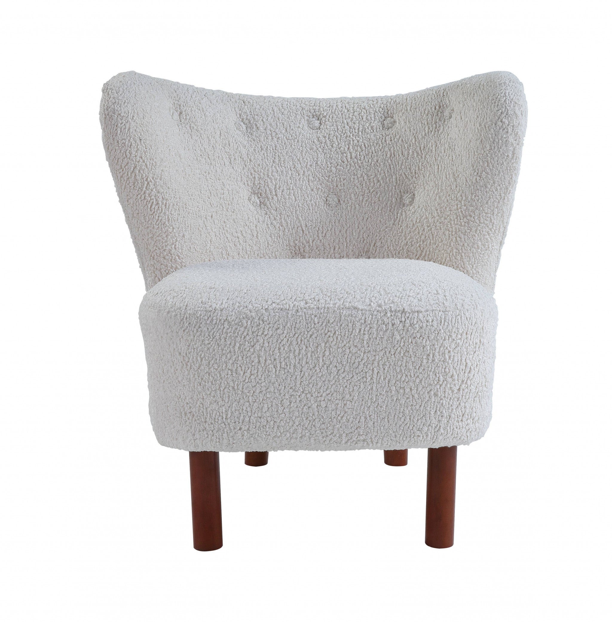 31" White Sherpa And Brown Polka Dots Wingback Chair - Minihomy