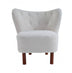 31" White Sherpa And Brown Polka Dots Wingback Chair - Minihomy