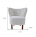 31" White Sherpa And Brown Polka Dots Wingback Chair - Minihomy