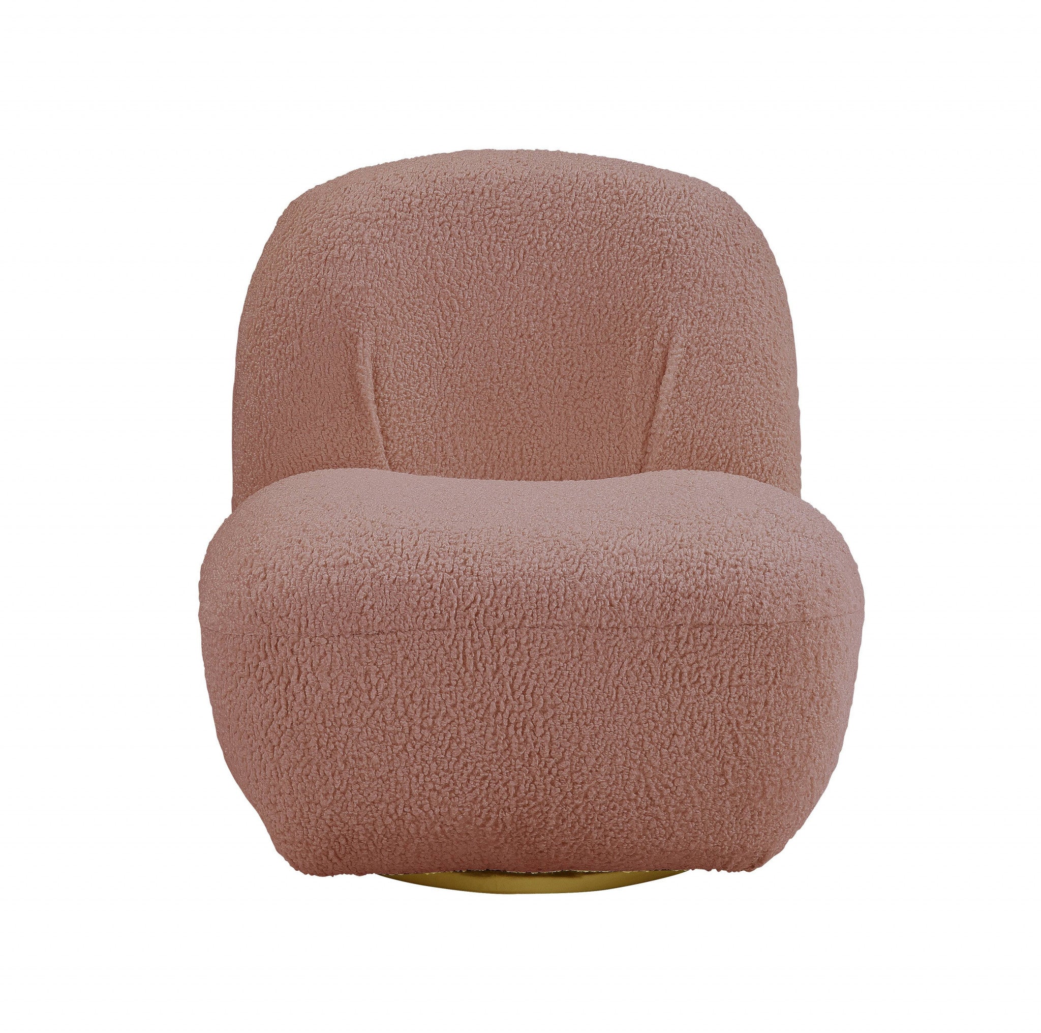 32" Pink Sherpa Solid Color Swivel Slipper Chair - Minihomy