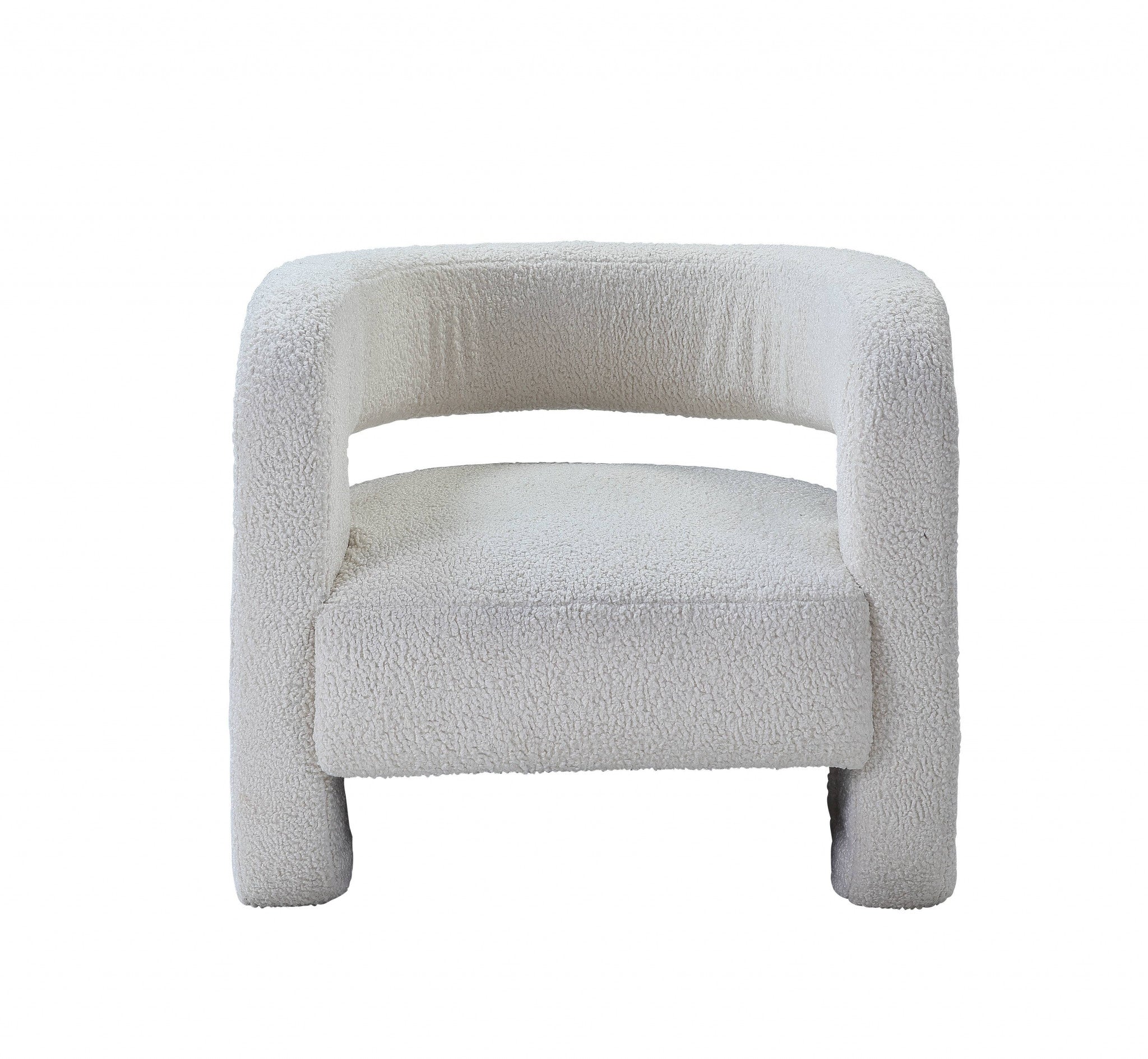 32" White Sherpa Solid Color Barrel Chair - Minihomy