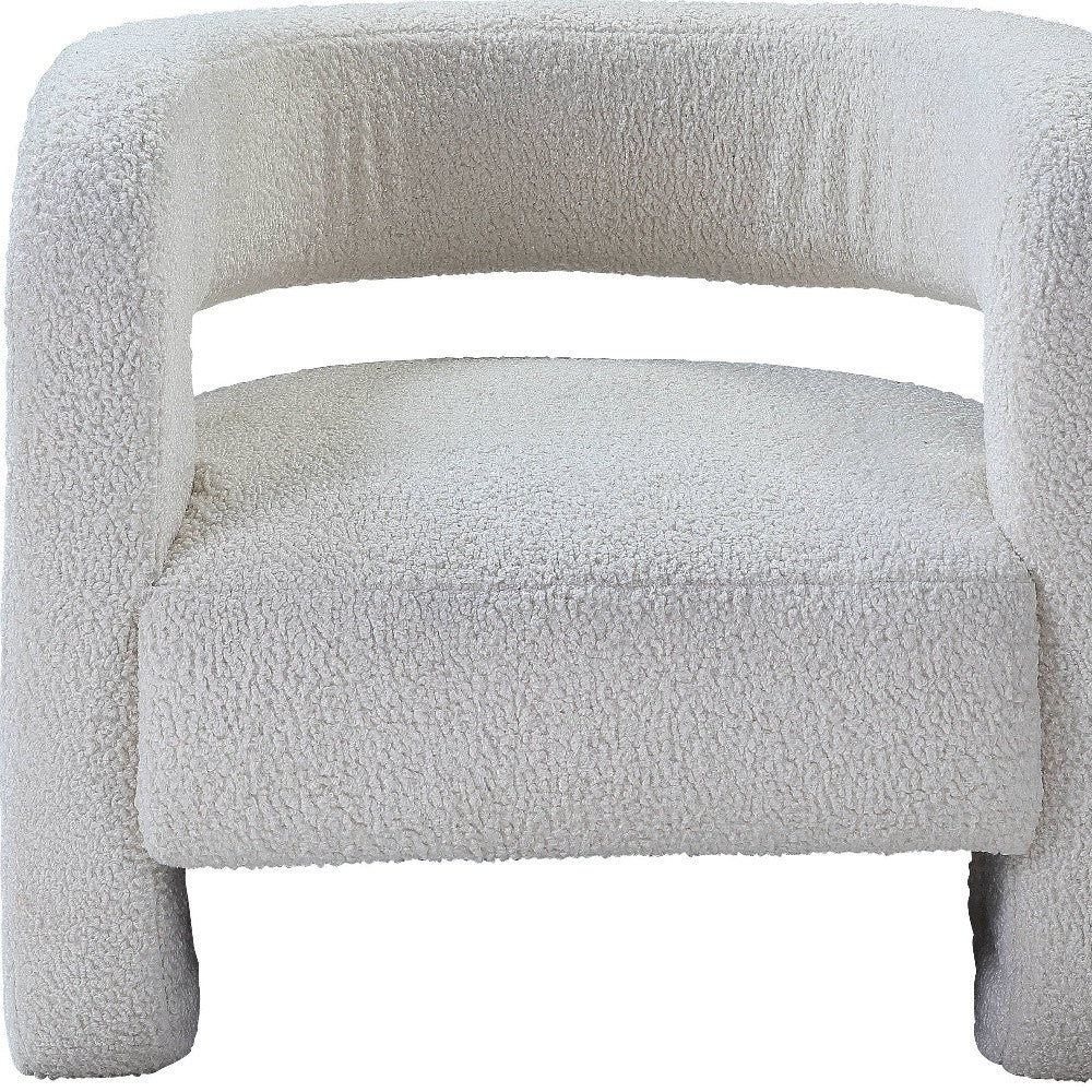 32" White Sherpa Solid Color Barrel Chair - Minihomy