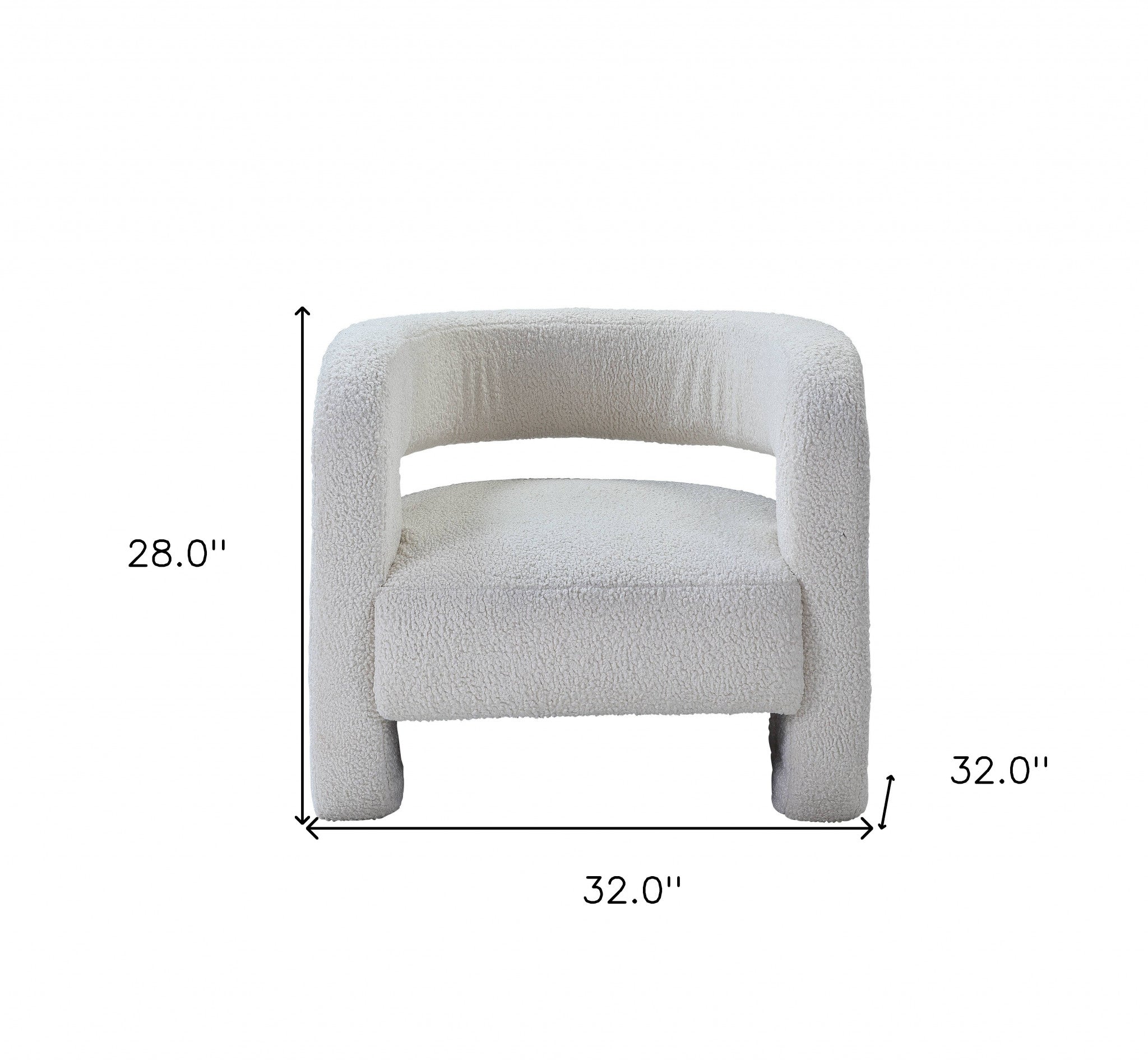 32" White Sherpa Solid Color Barrel Chair - Minihomy