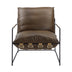 27" Brown Top Grain Leather And Steel Solid Color Lounge Chair - Minihomy