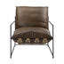 27" Brown Top Grain Leather And Steel Solid Color Lounge Chair - Minihomy