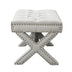 20" Cream Linen Tufted Ottoman - Minihomy