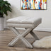 20" Cream Linen Tufted Ottoman - Minihomy