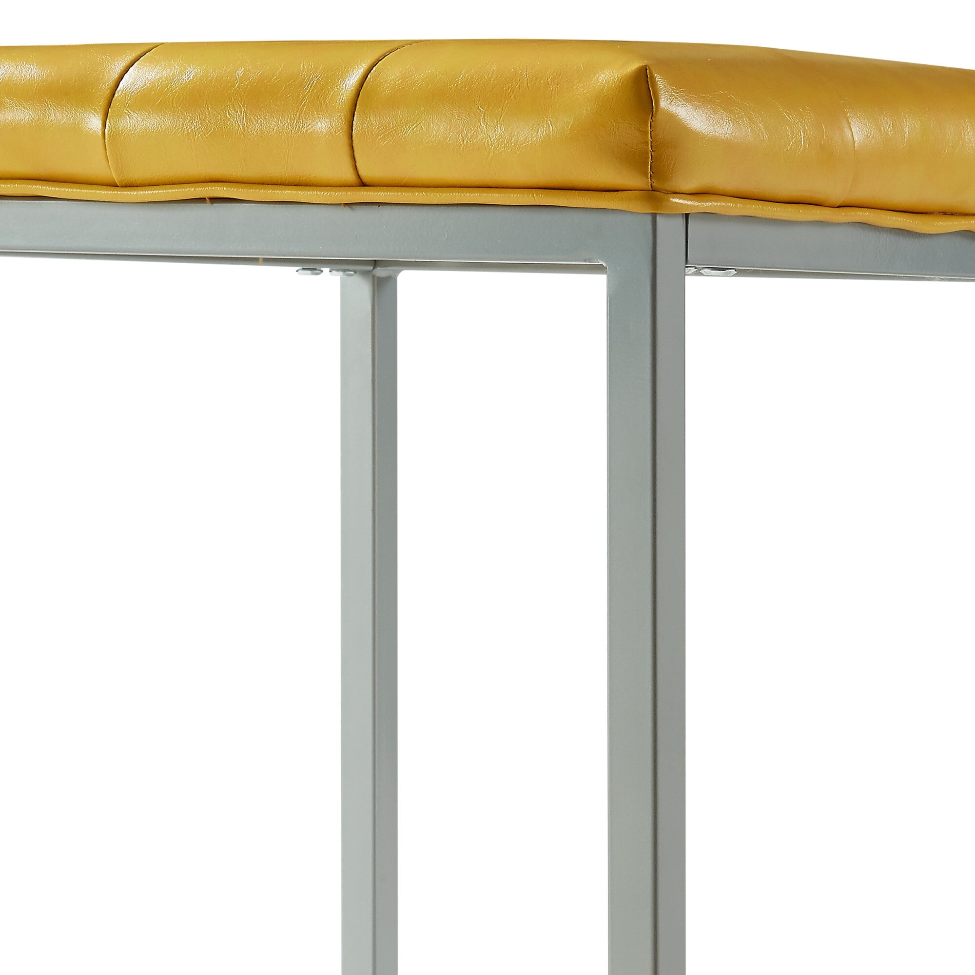 18" Yellow Faux Leather And Gray Cube Ottoman - Minihomy