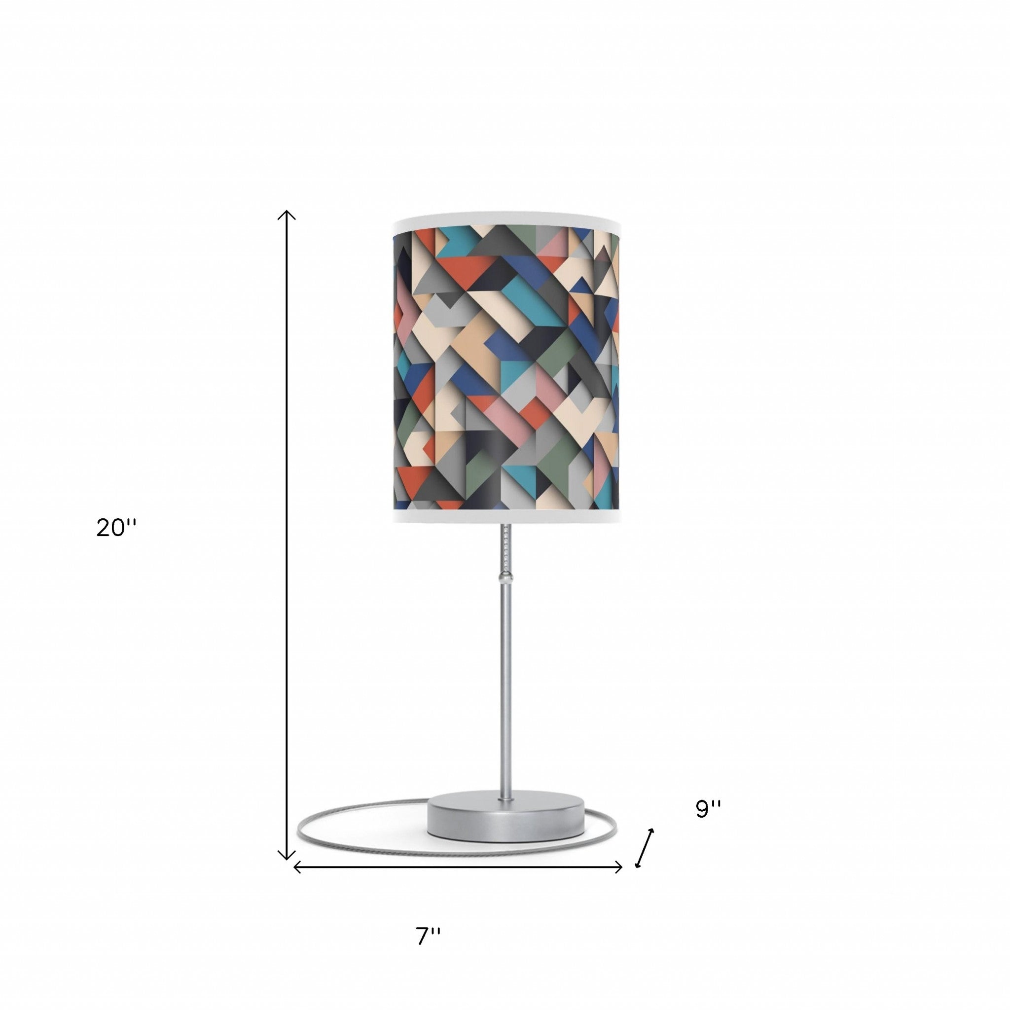 20" Silver Metal Standard Table Lamp With Retro Multi Color Cylinder Shade - Minihomy