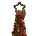 14" Green And Red Polyresin Beaded Christmas Tree Sculpture - Minihomy