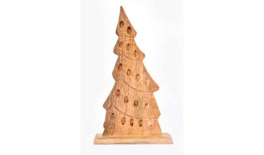 14" Rustic Natural Brown Christmas Tree Sculpture - Minihomy