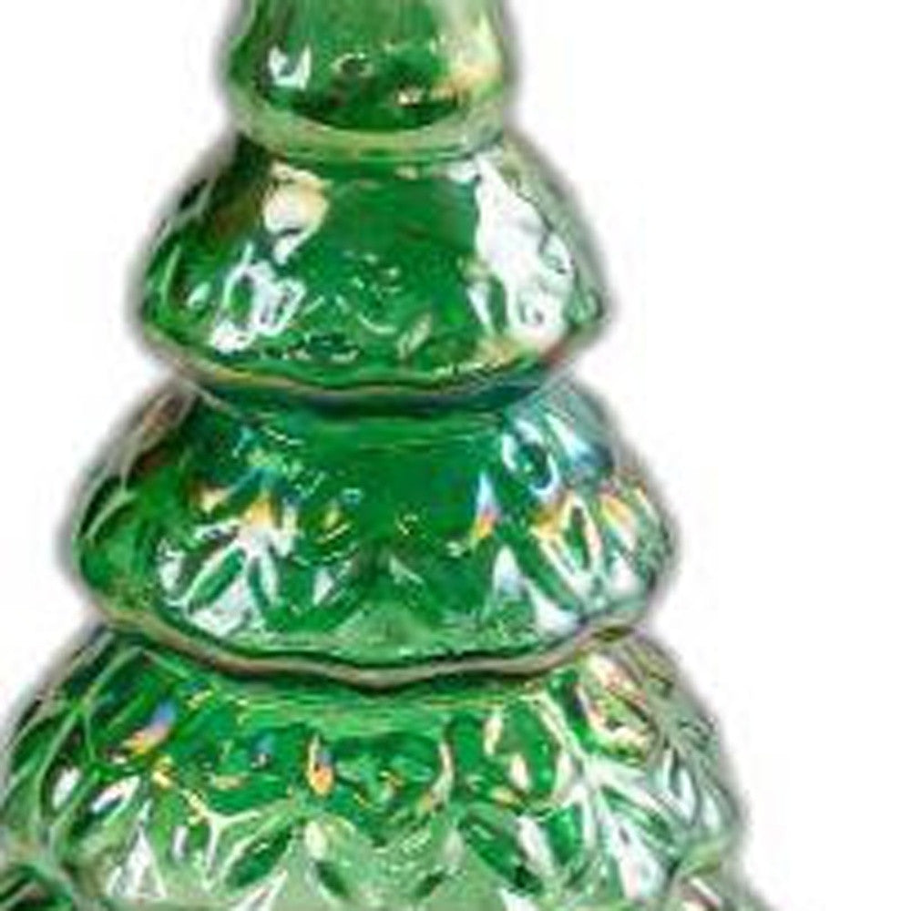 12" Green And Gold Glass Christmas Tree  Sculpture - Minihomy