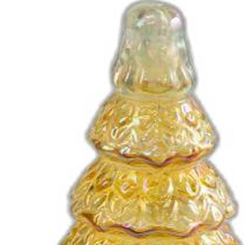 12" Gold Glass Christmas Tree Sculpture - Minihomy