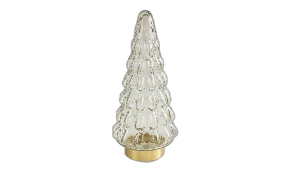 15" Clear And Gold Glass Christmas Tree Sculpture - Minihomy