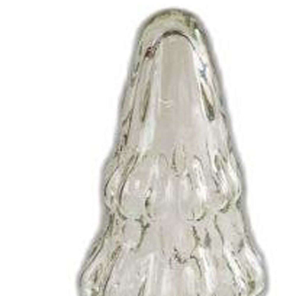 15" Clear And Gold Glass Christmas Tree Sculpture - Minihomy