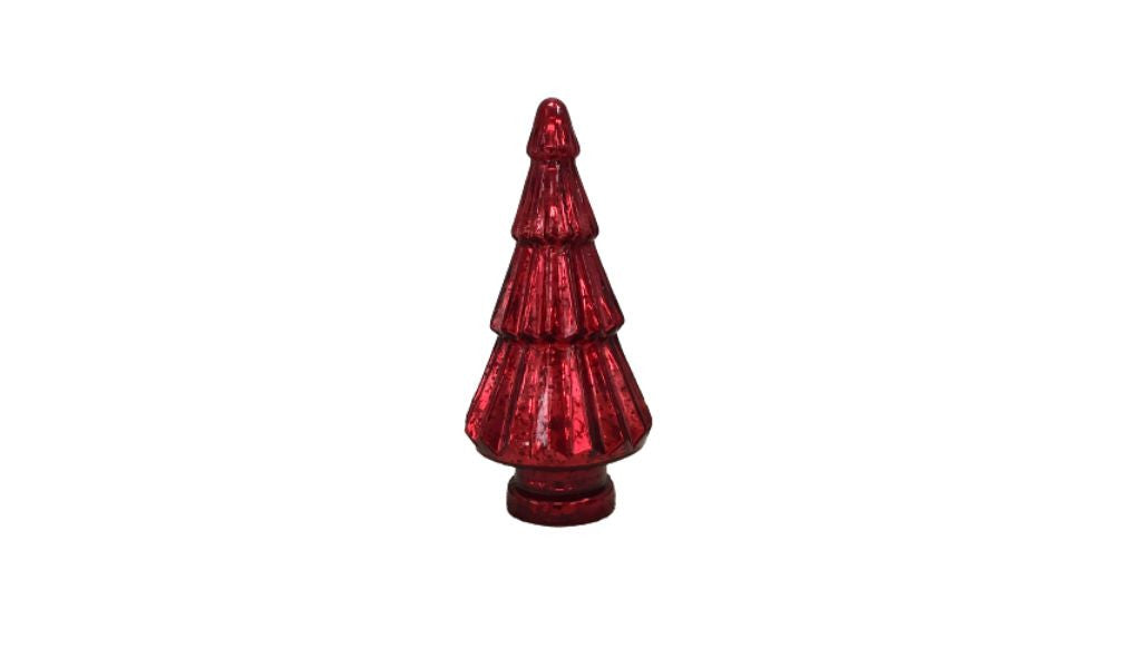 12" Red Glass Christmas Tree Sculpture - Minihomy