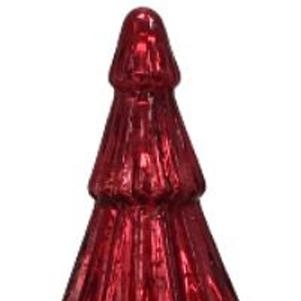 12" Red Glass Christmas Tree Sculpture - Minihomy