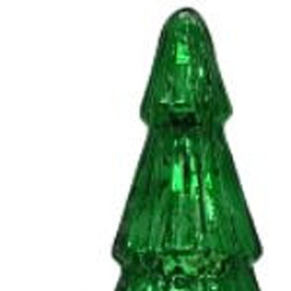 12" Green Glass Christmas Tree Sculpture - Minihomy