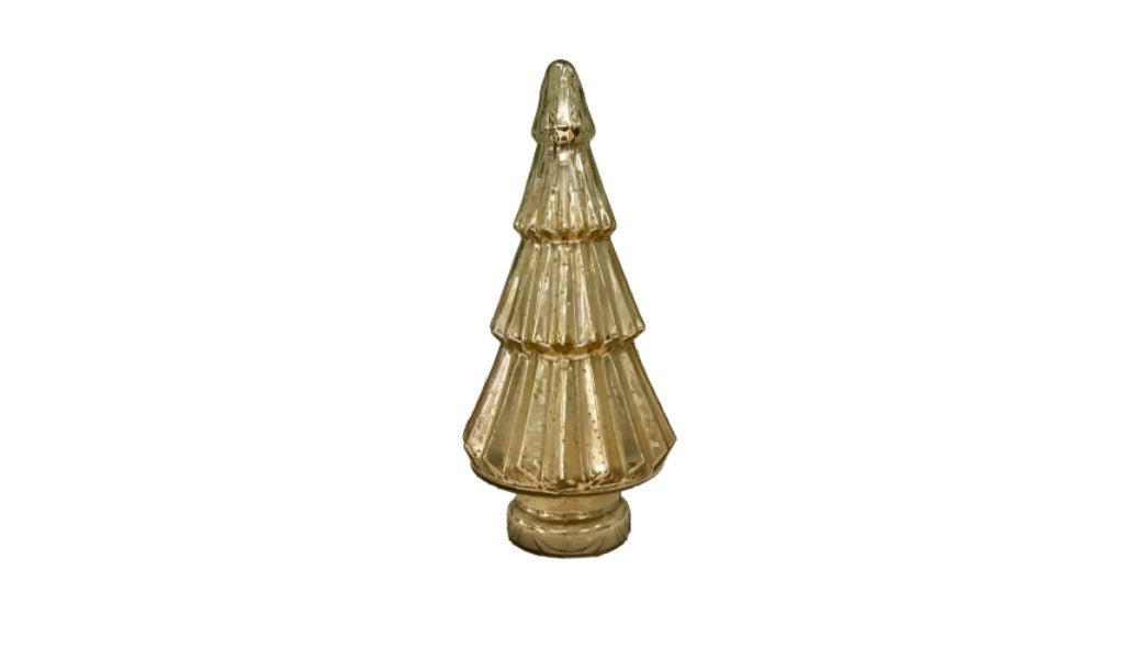 12" Gold Glass Christmas Tree Sculpture - Minihomy