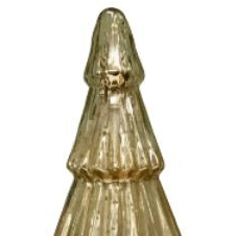 12" Gold Glass Christmas Tree Sculpture - Minihomy