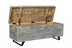 46" Whitewash Gray And Black Solid Wood Entryway Bench with Flip Top - Minihomy