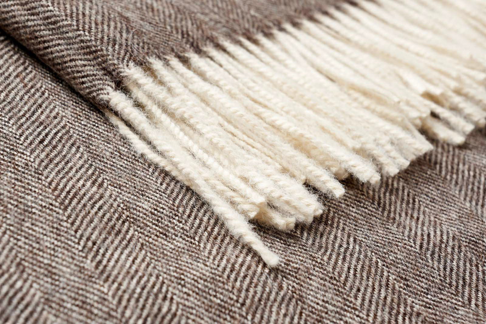 Brown And Ivory Woven Wool Reversable Throw - Minihomy