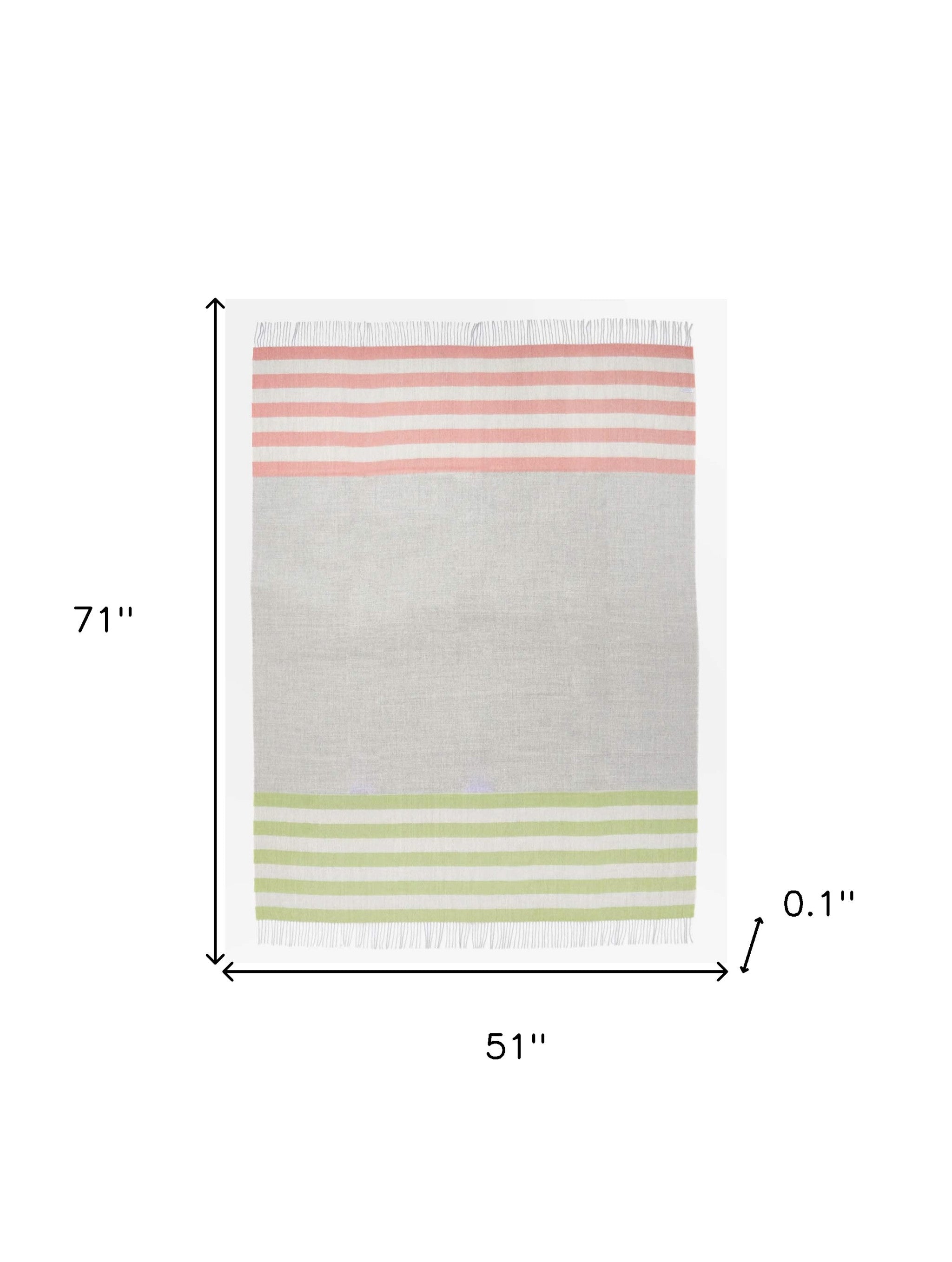 Gray Woven Wool Striped Reversable Throw - Minihomy