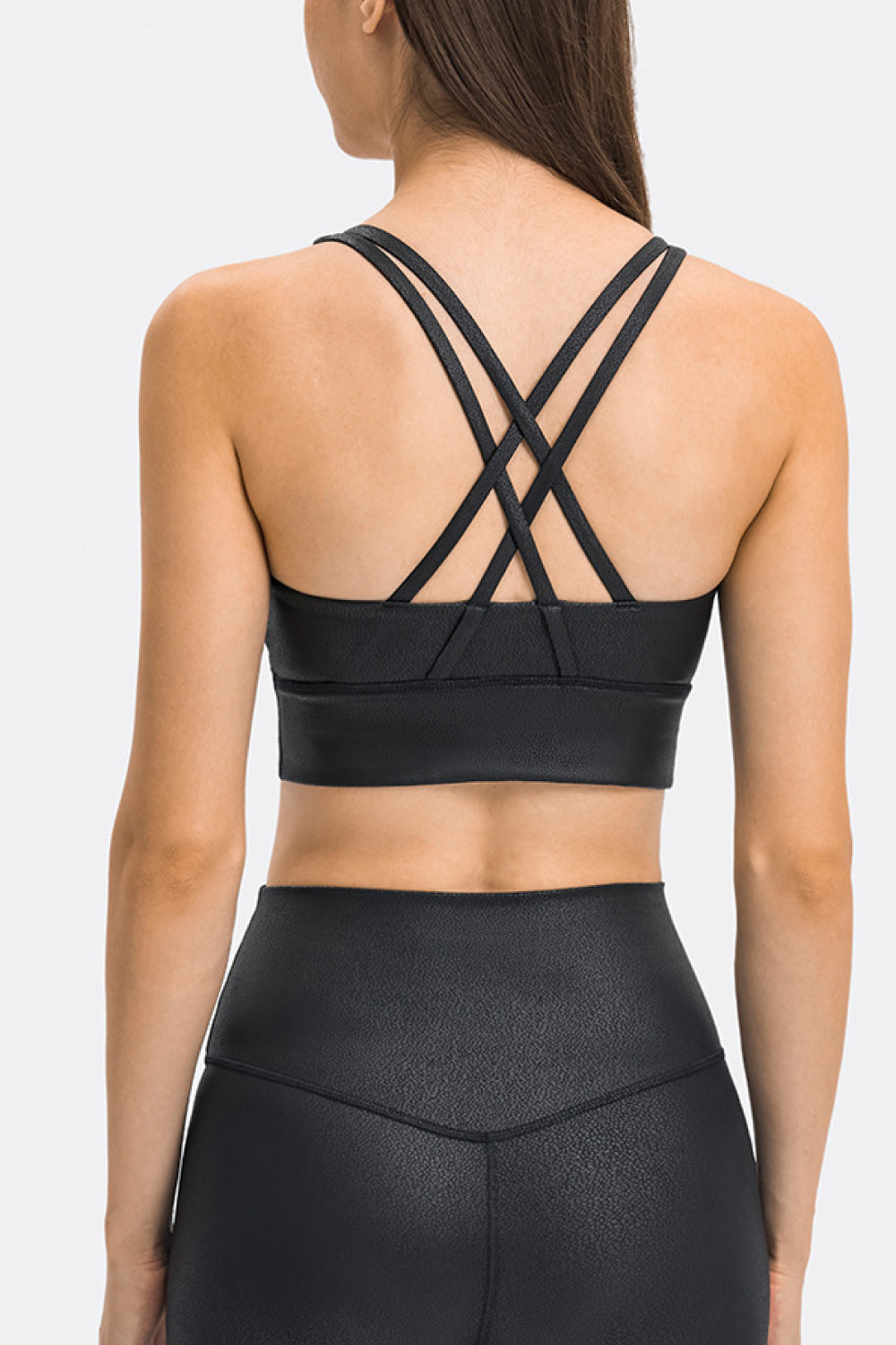 Crisscross Strappy Back Sports Bra - Minihomy