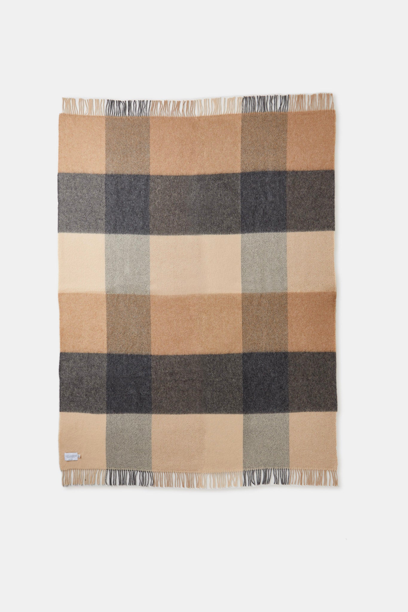 Charcoal Woven Wool Checkered Reversable Throw - Minihomy