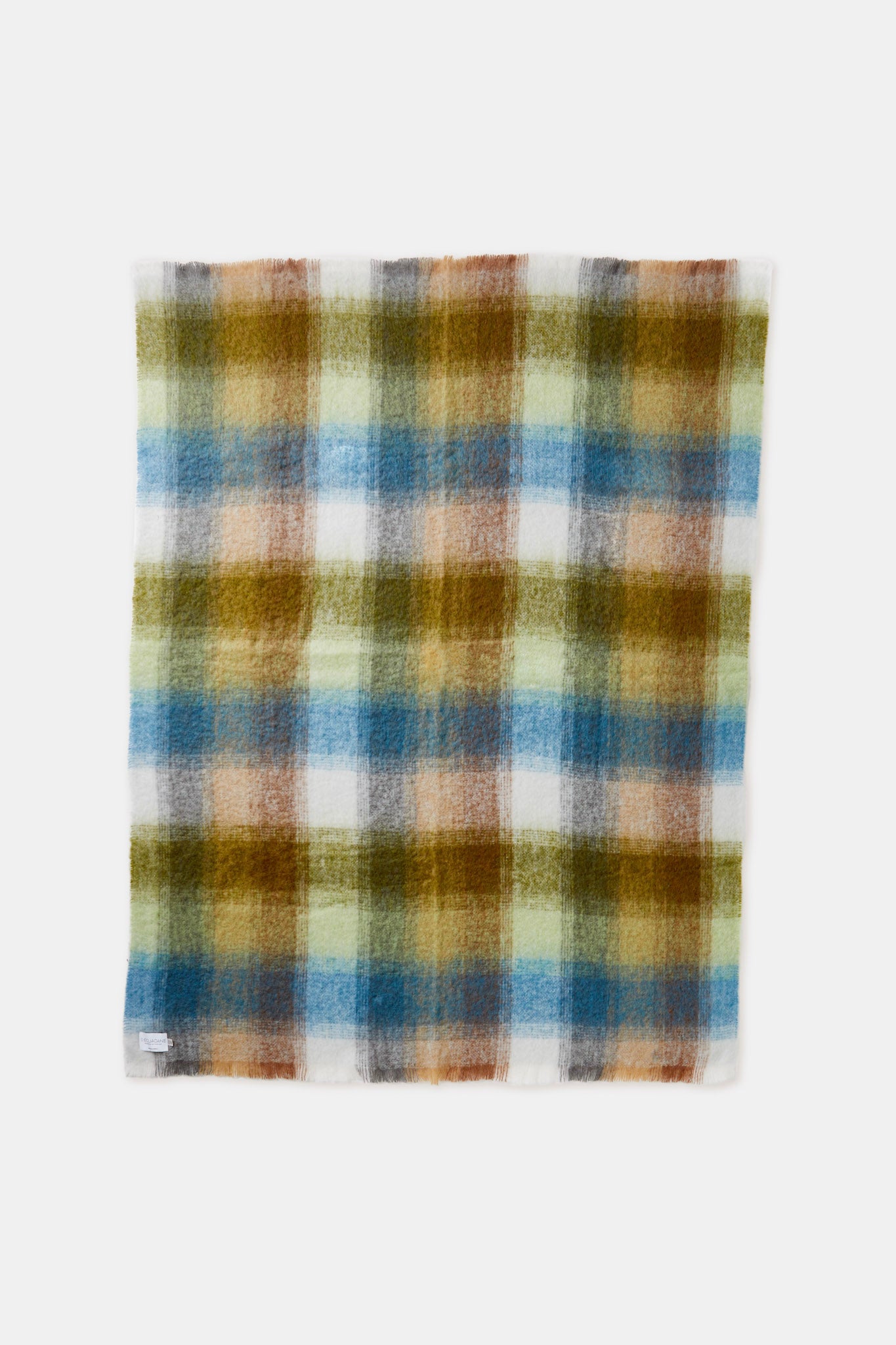 Blue And Green Woven Wool Plaid Reversable Throw - Minihomy