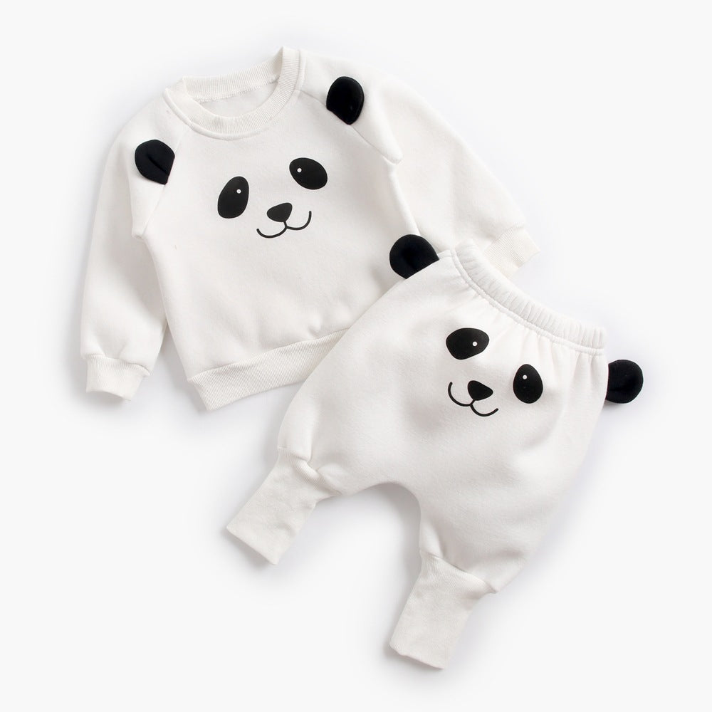 Winter Baby Boy Girl Clothing Sets Autumn Fleece Sweatshirt Trousers Toddler Kids Clothes