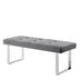 48" Gray And Silver Upholstered Velvet Bench - Minihomy