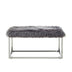 40" Gray And Silver Upholstered Faux Fur Bench - Minihomy