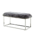 40" Gray And Silver Upholstered Faux Fur Bench - Minihomy