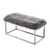 40" Gray And Silver Upholstered Faux Fur Bench - Minihomy