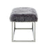 40" Gray And Silver Upholstered Faux Fur Bench - Minihomy