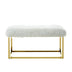 40" White And Gold Upholstered Faux Fur Bench - Minihomy