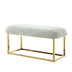 40" White And Gold Upholstered Faux Fur Bench - Minihomy