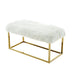 40" White And Gold Upholstered Faux Fur Bench - Minihomy