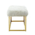 40" White And Gold Upholstered Faux Fur Bench - Minihomy