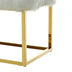 40" White And Gold Upholstered Faux Fur Bench - Minihomy