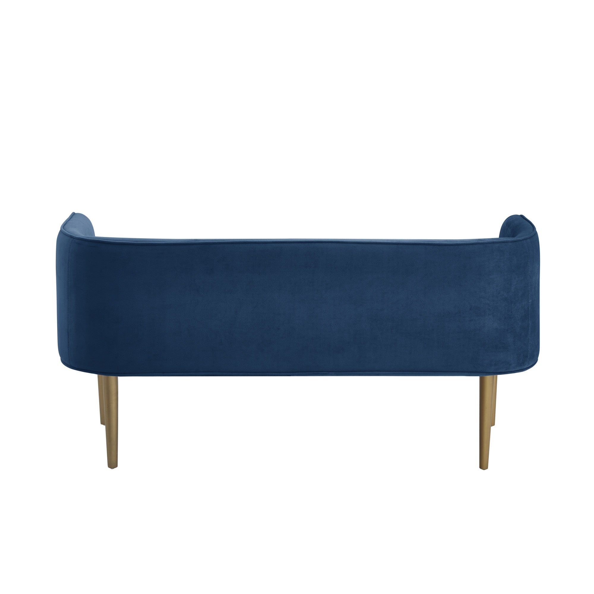 50" Navy Blue And Brown Upholstered Velvet Bench - Minihomy