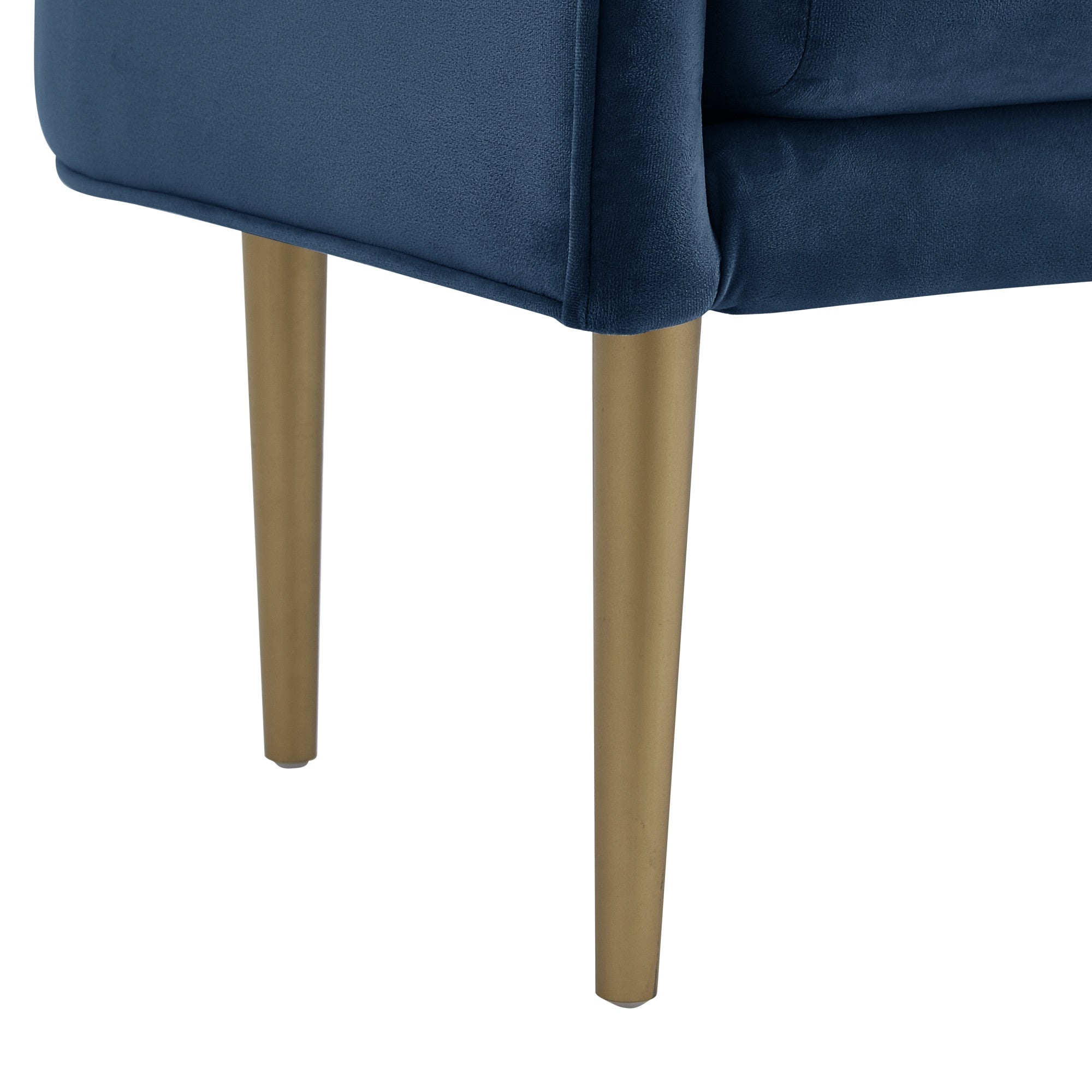 50" Navy Blue And Brown Upholstered Velvet Bench - Minihomy