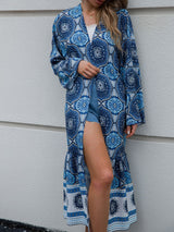 Bohemian Belted Long Sleeve Cover Up