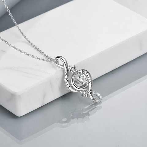 925 Sterling Silver Moon Star Necklace I Love You To The Moon And Back Infinity Jewelry