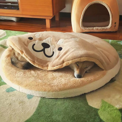 Doghouse Corgi Teddy Plush Dorayaki Sleeping Mat for Cats and Dogs