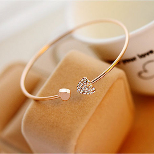 Korean Version Of Jewelry Full Diamond Heart-Shaped Love Bracelet