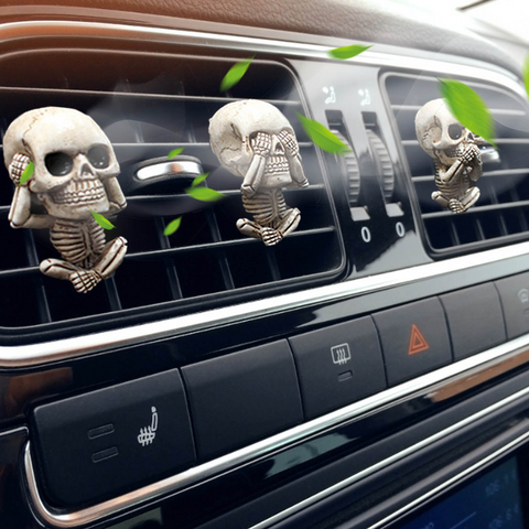 Skull Car Ornaments Air Outlet Ghost Head Three-piece Interior Pendant Decoration