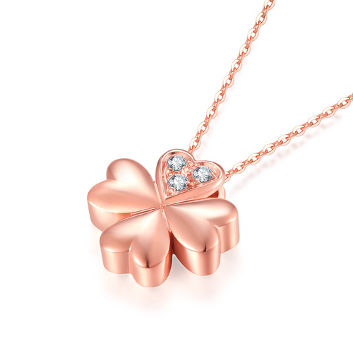 18K gold necklace lucky clover Rose Gold Diamond Pendant gold color custom female bone chain shop